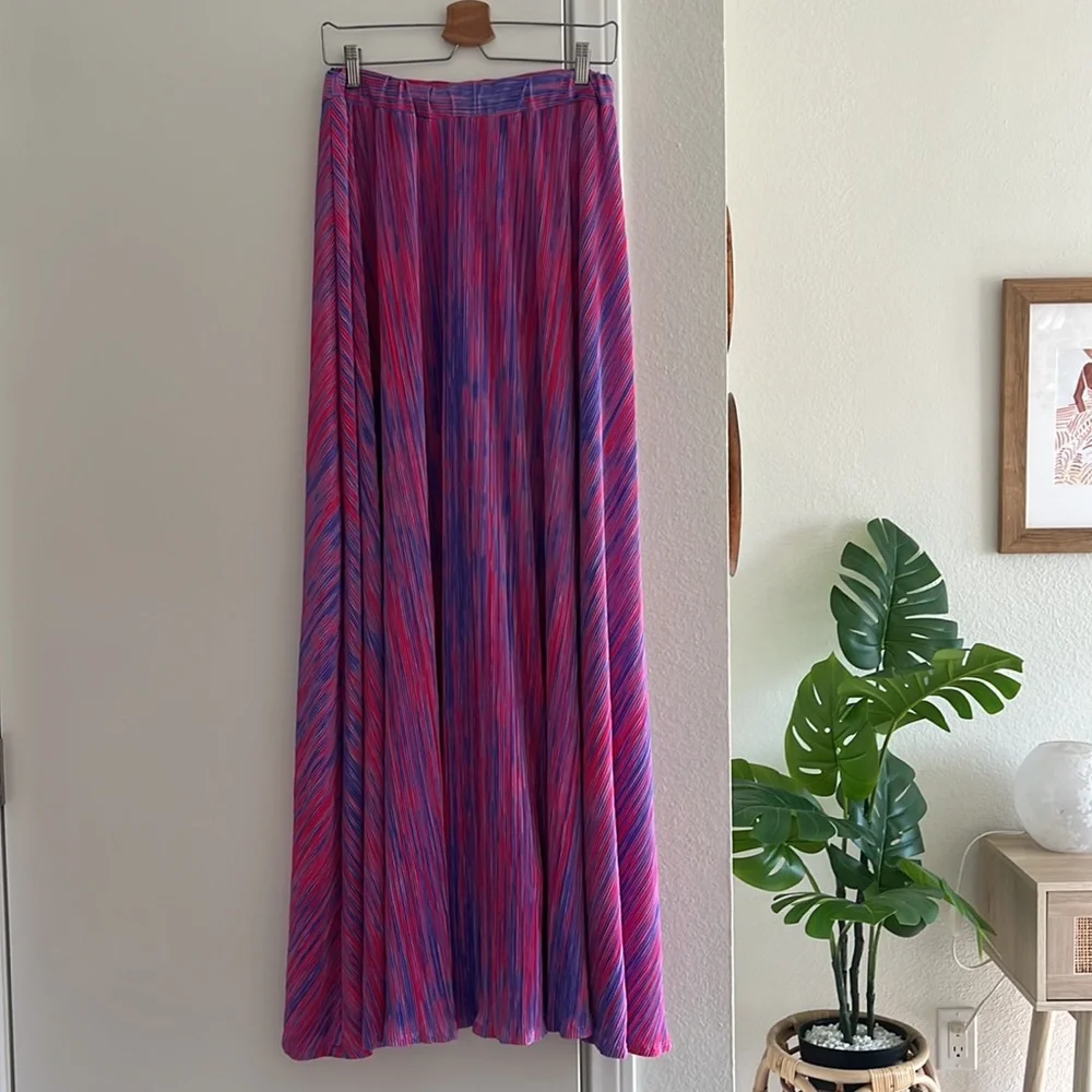 Matching Set! Cotton Candy Hot Pink Purple Long Sleeve Wrap Top Maxi Skirt Vacay - Picture 6 of 14
